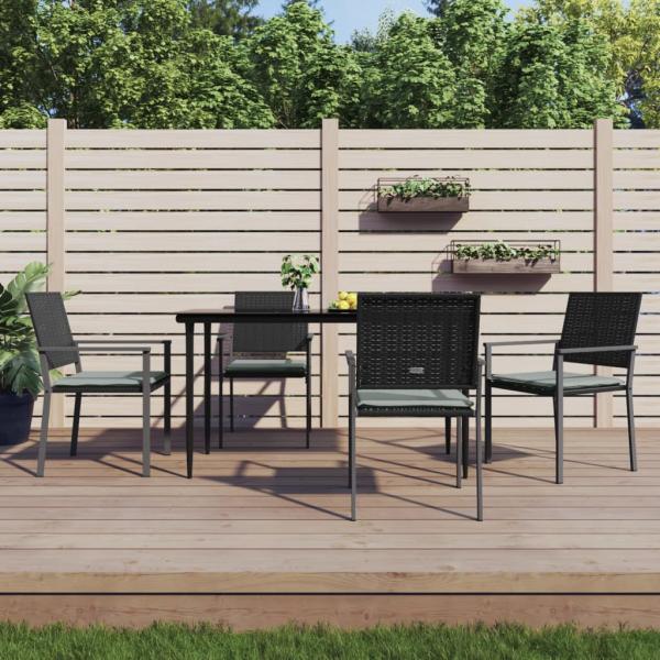 ARDEBO.de - 5-tlg. Garten-Essgruppe mit Kissen Poly Rattan und Stahl