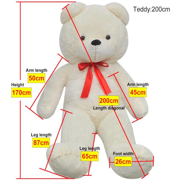 Teddybär Kuscheltier Plüsch Weiß 170 cm