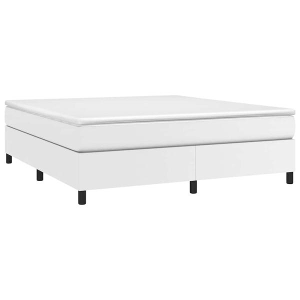 Boxspringbett mit Matratze Weiß 160x200 cm Kunstleder