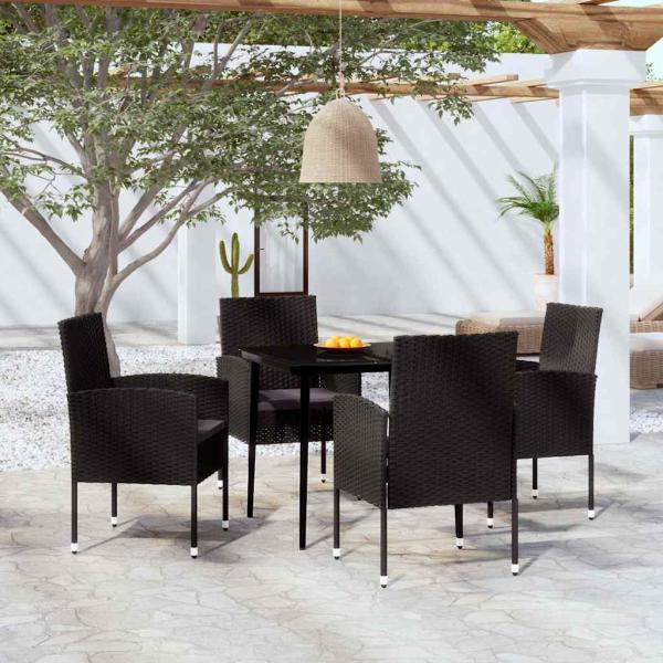 ARDEBO.de - 5-tlg. Garten-Essgruppe Schwarz