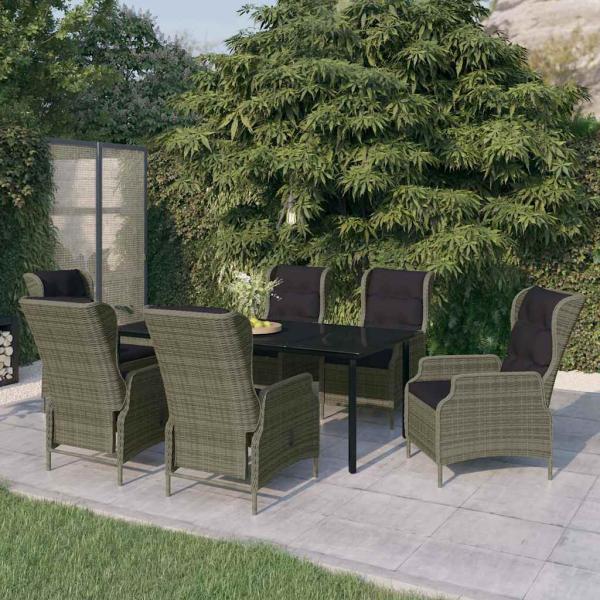 ARDEBO.de - 7-tlg. Garten-Essgruppe Braun
