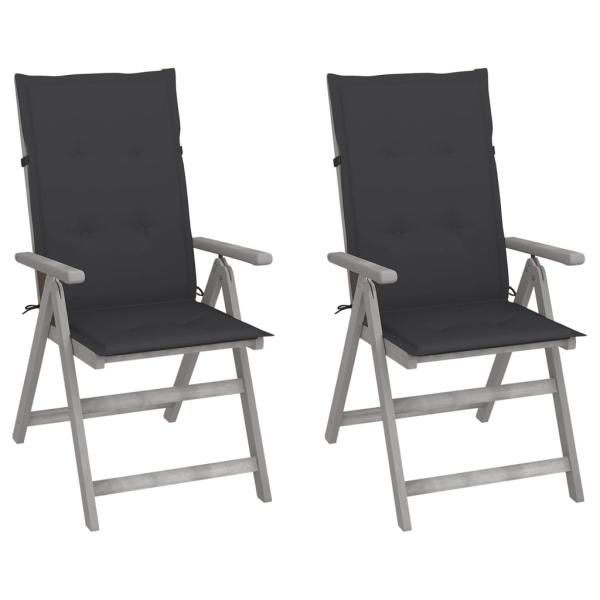 ARDEBO.de - Verstellbare Gartenstühle 2 Stk. mit Auflagen Massivholz Akazie
