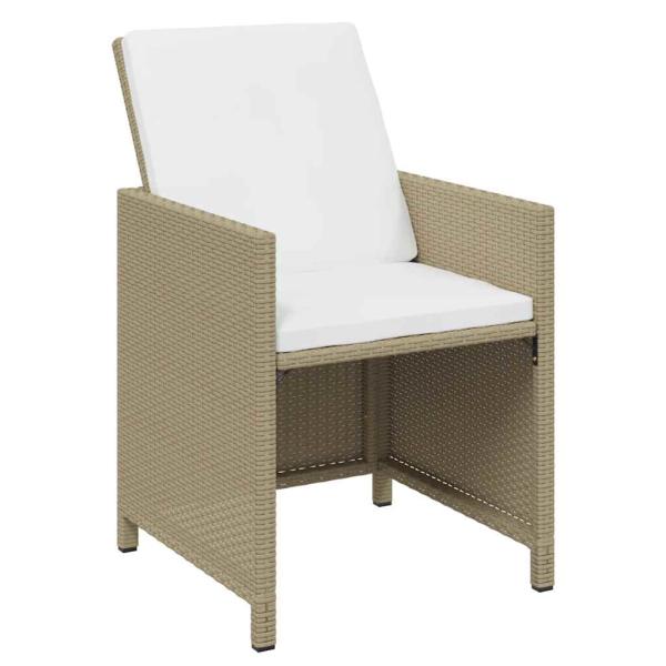 19-tlg. Garten-Essgruppe mit Kissen Poly Rattan Beige