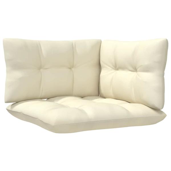 13-tlg. Garten-Lounge-Set mit Creme Kissen Kiefernholz