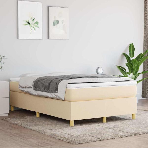ARDEBO.de - Boxspringbett mit Matratze Creme 120x200 cm Stoff