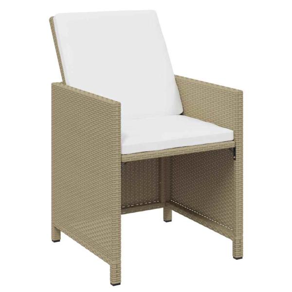 21-tlg. Garten-Essgruppe mit Kissen Poly Rattan Beige