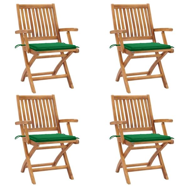 ARDEBO.de - Klappstühle mit Kissen, 4-teilig, Massivholz Teakholz