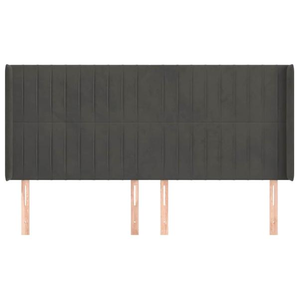 Kopfteil mit Ohren Dunkelgrau 163x16x118/128 cm Samt
