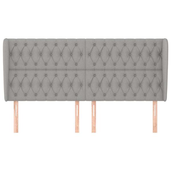 Kopfteil mit Ohren Hellgrau 183x23x118/128 cm Stoff
