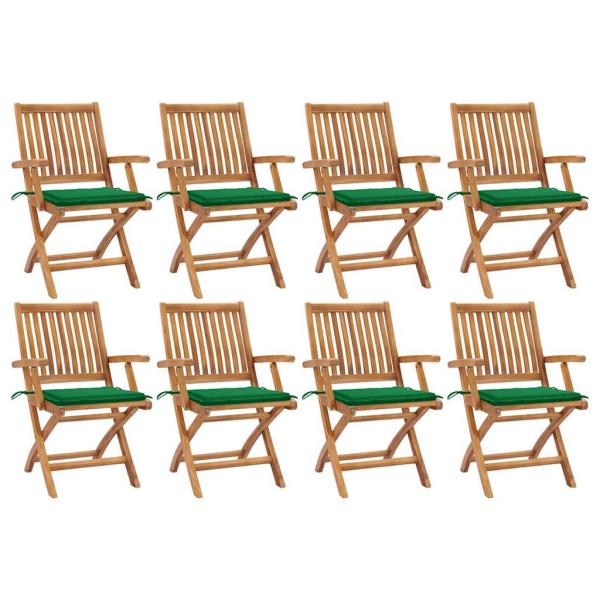 ARDEBO.de - Klappstühle mit Kissen, 8-teilig, Massivholz Teakholz