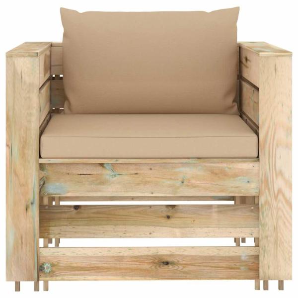 2-tlg. Garten-Lounge-Set mit Kissen Grün Imprägniertes Holz