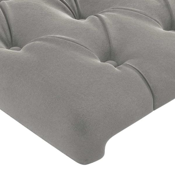 Kopfteil mit Ohren Hellgrau 183x23x118/128 cm Samt