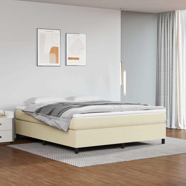 ARDEBO.de - Boxspringbett mit Matratze Creme 180x200 cm Kunstleder