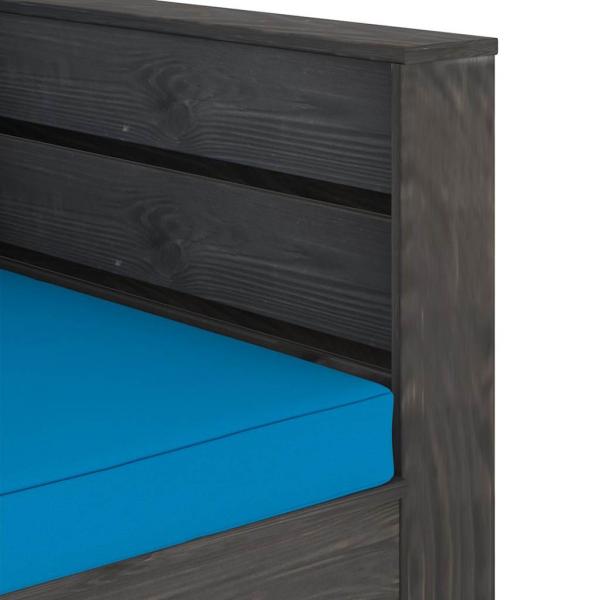 2-tlg. Garten-Lounge-Set mit Kissen Grau Imprägniertes Holz