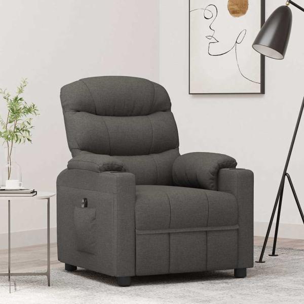ARDEBO.de - Relaxsessel Elektrisch Dunkelgrau Stoff