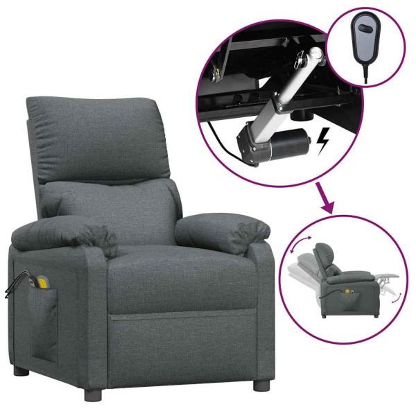 Massagesessel Elektrisch Dunkelgrau Stoff