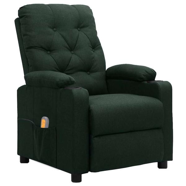 Massagesessel Dunkelgrün Stoff