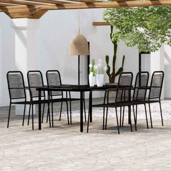 ARDEBO.de - 7-tlg. Garten-Essgruppe Schwarz