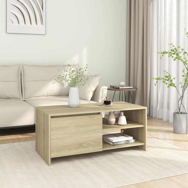ARDEBO.de - Couchtisch Sonoma-Eiche 102x50x45 cm Holzwerkstoff