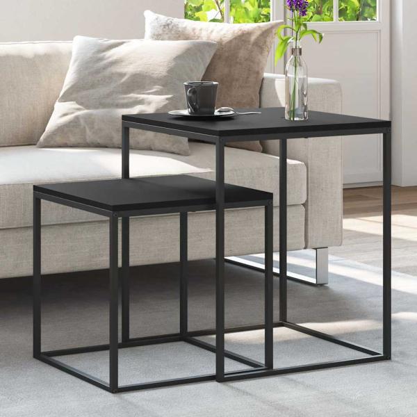 ARDEBO.de - Couchtisch-Set 2-tlg. Holzwerkstoff und Metall