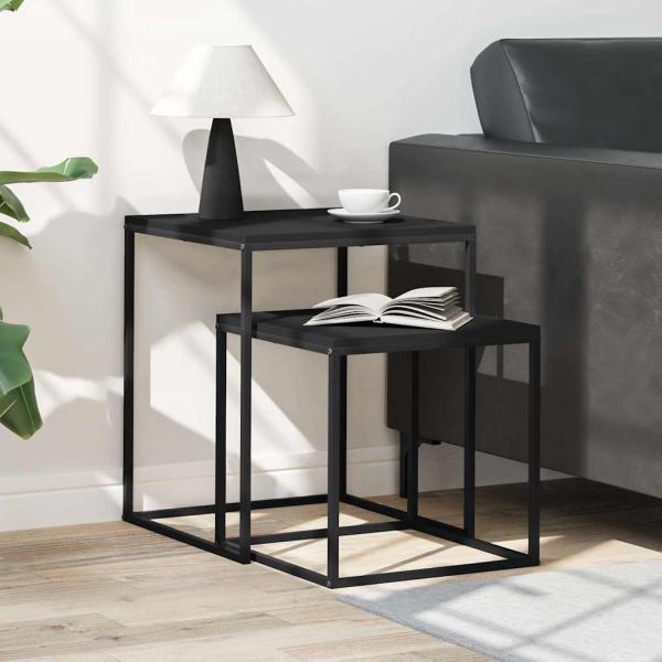 Couchtisch-Set 2-tlg. Holzwerkstoff und Metall