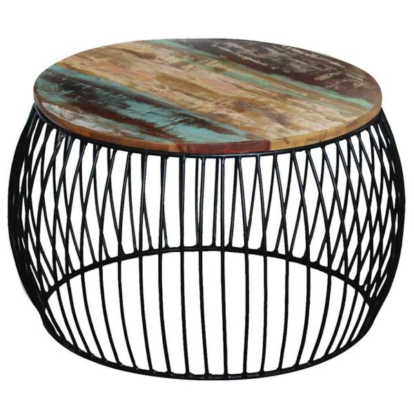 ARDEBO.de - Couchtisch Rund Altholz Massiv 68x37 cm
