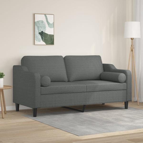 ARDEBO.de - 2-Sitzer-Sofa mit Zierkissen Dunkelgrau 140 cm Stoff