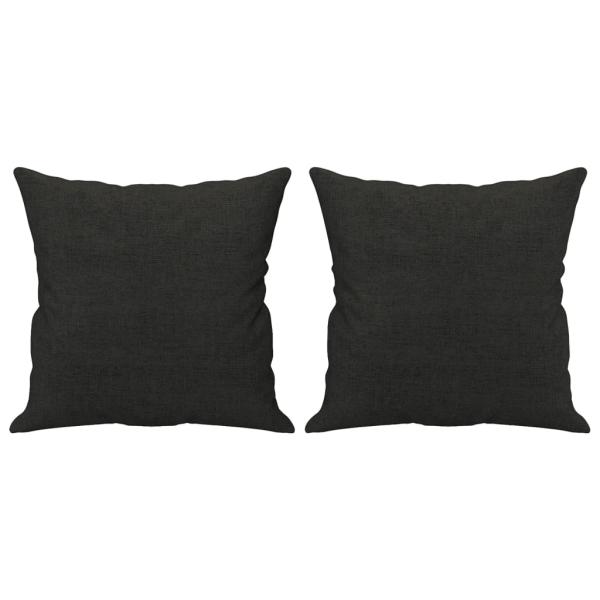 2-tlg. Sofagarnitur mit Kissen Schwarz Stoff