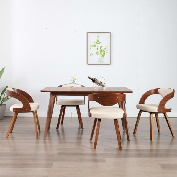 ARDEBO.de - Esszimmerstühle 4 Stk. Creme Bugholz und Kunstleder