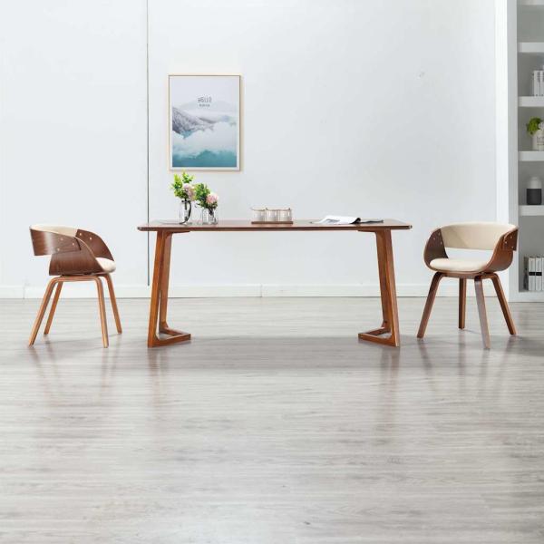 ARDEBO.de - Esszimmerstühle 2 Stk. Creme Bugholz und Kunstleder