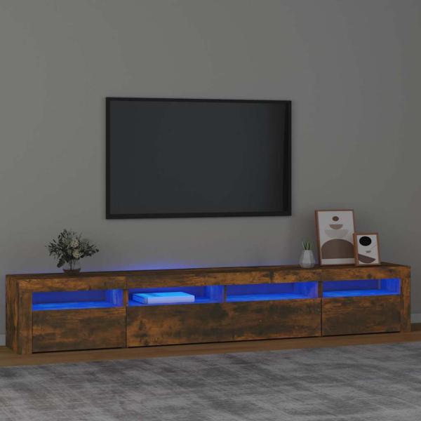 ARDEBO.de - TV-Schrank mit LED-Leuchten Räuchereiche 240x35x40 cm