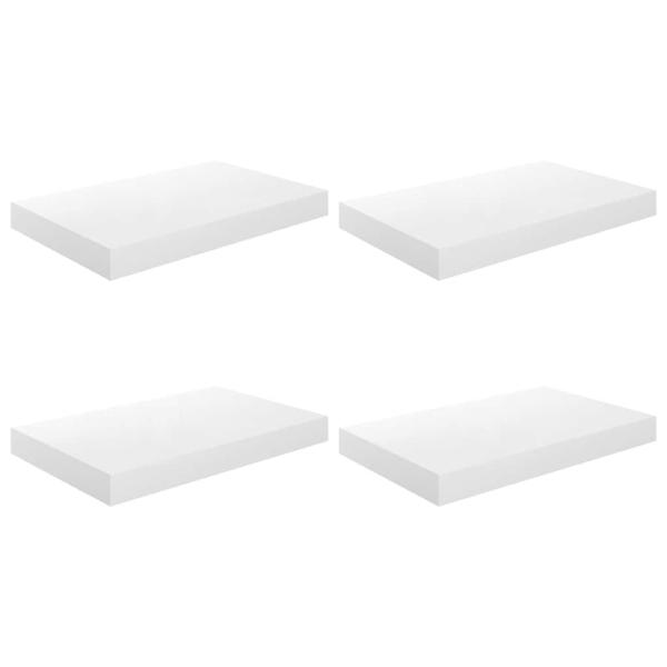 Schweberegale 4 Stk. Hochglanz-Weiß 40x23,5x3,8 cm MDF