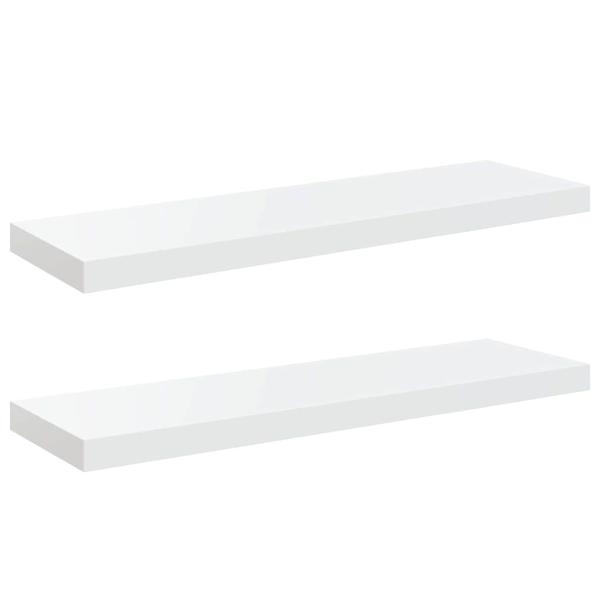Schweberegale 2 Stk. Hochglanz-Weiß 80x23,5x3,8 cm MDF