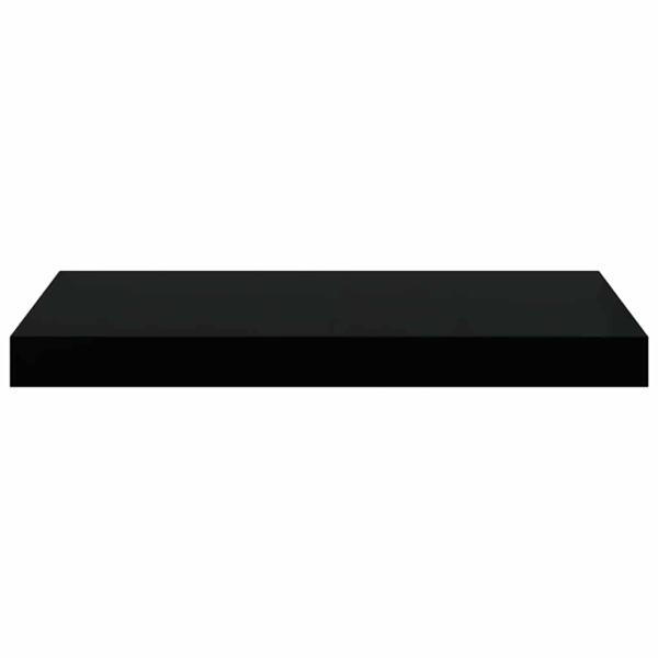 Schweberegale 2 Stk. Hochglanz-Schwarz 50x23,5x3,8 cm MDF