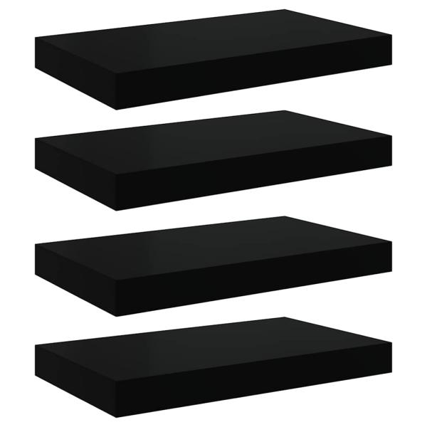 Schweberegale 4 Stk. Schwarz 40x23,5x3,8 cm MDF