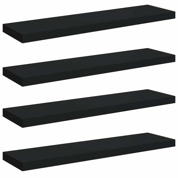 Schweberegale 4 Stk. Schwarz 90x23,5x3,8 cm MDF