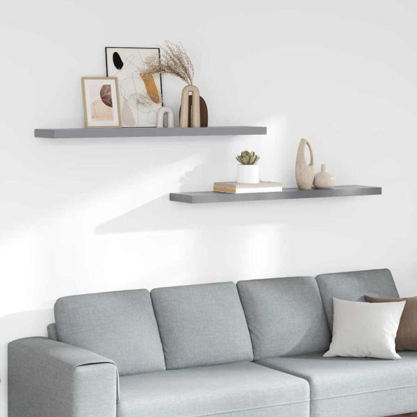 ARDEBO.de - Schwebende Wandregale 2 Stk. Grau 120x23,5x3,8 cm MDF