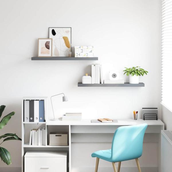 Schwebende Wandregale 2 Stk. Grau 120x23,5x3,8 cm MDF