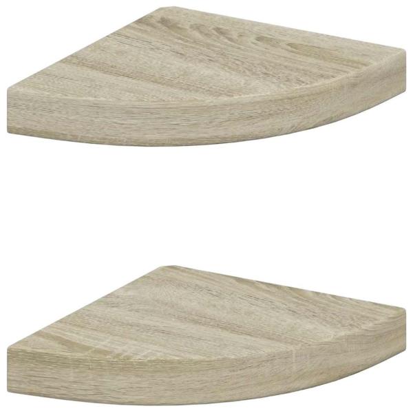 Eck-Schweberegale 2 Stk. Eichen-Optik 25x25x3,8 cm MDF