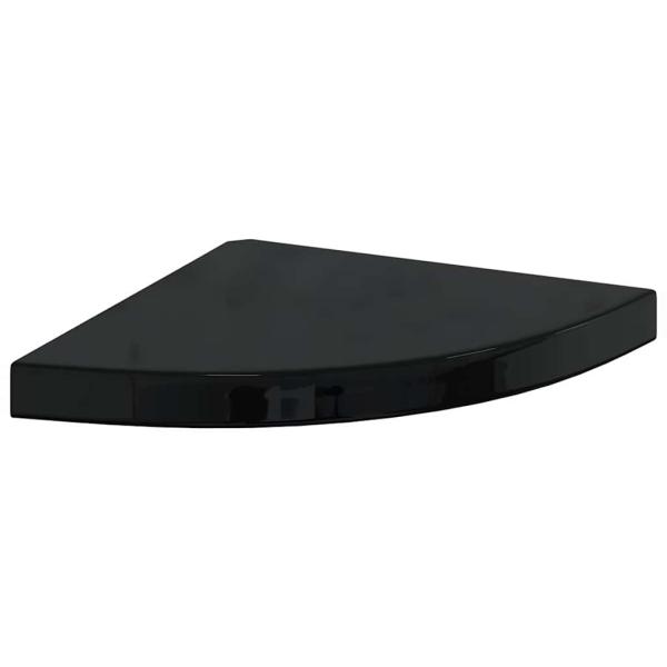 Eck-Schweberegale 2 Stk. Hochglanz-Schwarz 35x35x3,8 cm MDF