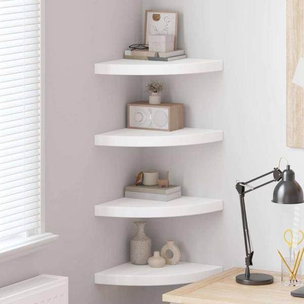 ARDEBO.de - Eck-Schweberegale 4 Stk. Wei? 35x35x3,8 cm MDF