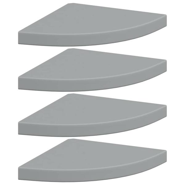 Eck-Schweberegale 4 Stk. Grau 35x35x3,8 cm MDF