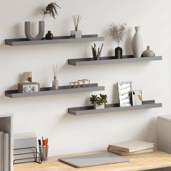 ARDEBO.de - Wandregale 4 Stk. Grau 60x9x3 cm
