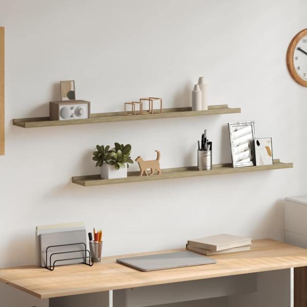 ARDEBO.de - Wandregale 2 Stk. Sonoma-Eiche 100x9x3 cm