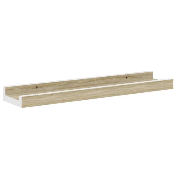 Wandregale 2 Stk. Weiß und Sonoma-Eiche 40x9x3 cm