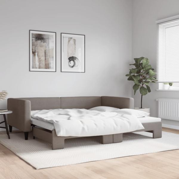 ARDEBO.de - Tagesbett Ausziehbar Taupe 100x200 cm Stoff
