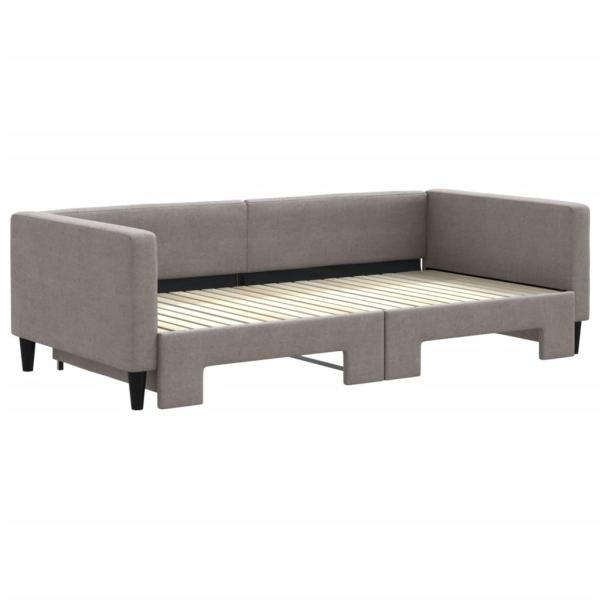 Tagesbett Ausziehbar Taupe 100x200 cm Stoff
