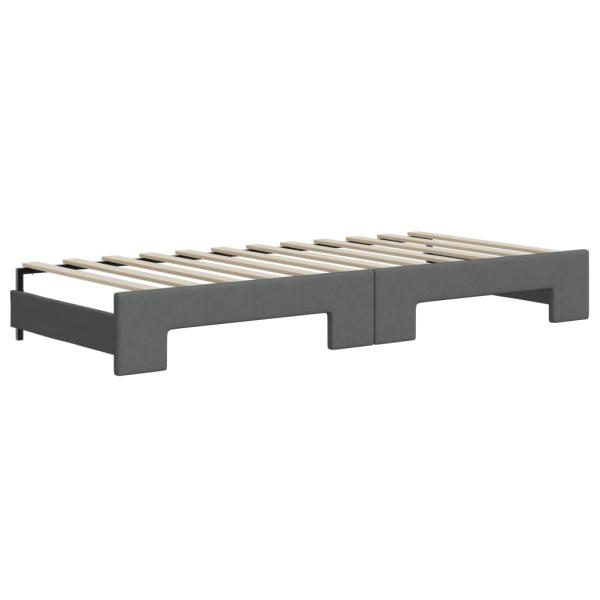 Tagesbett Ausziehbar Dunkelgrau 90x200 cm Stoff