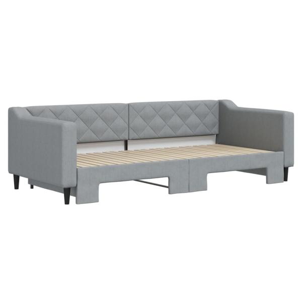 Tagesbett Ausziehbar Hellgrau 90x200 cm Stoff