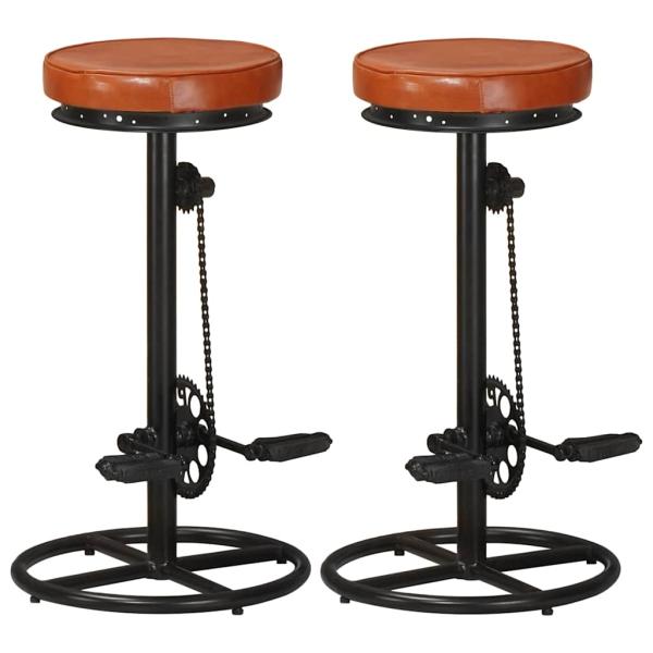 ARDEBO.de - Barhocker 2 Stk. Schwarz und Braun Echtes Ziegenleder
